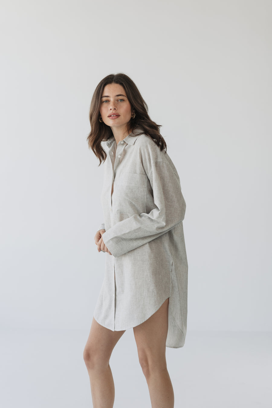 Zaana Shirt Dress in Earth Brown