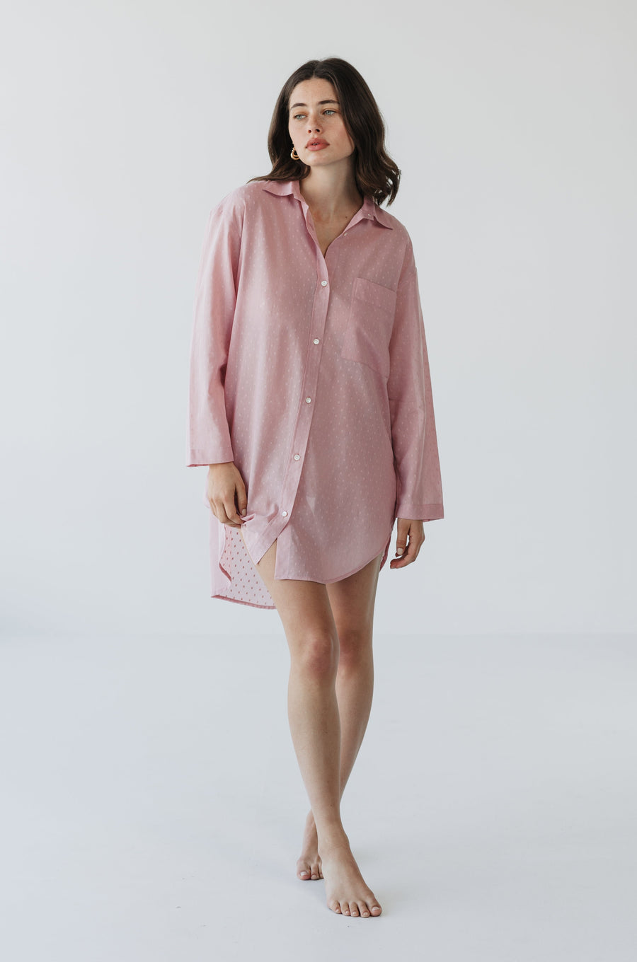 Zaana Shirt Dress in Blush Swiss Dot