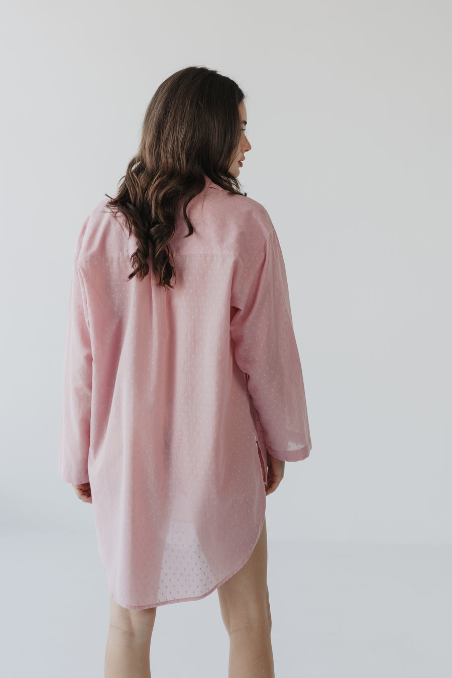 Zaana Shirt Dress in Blush Swiss Dot