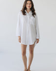 Zaana Shirt Dress in White Swiss Dot