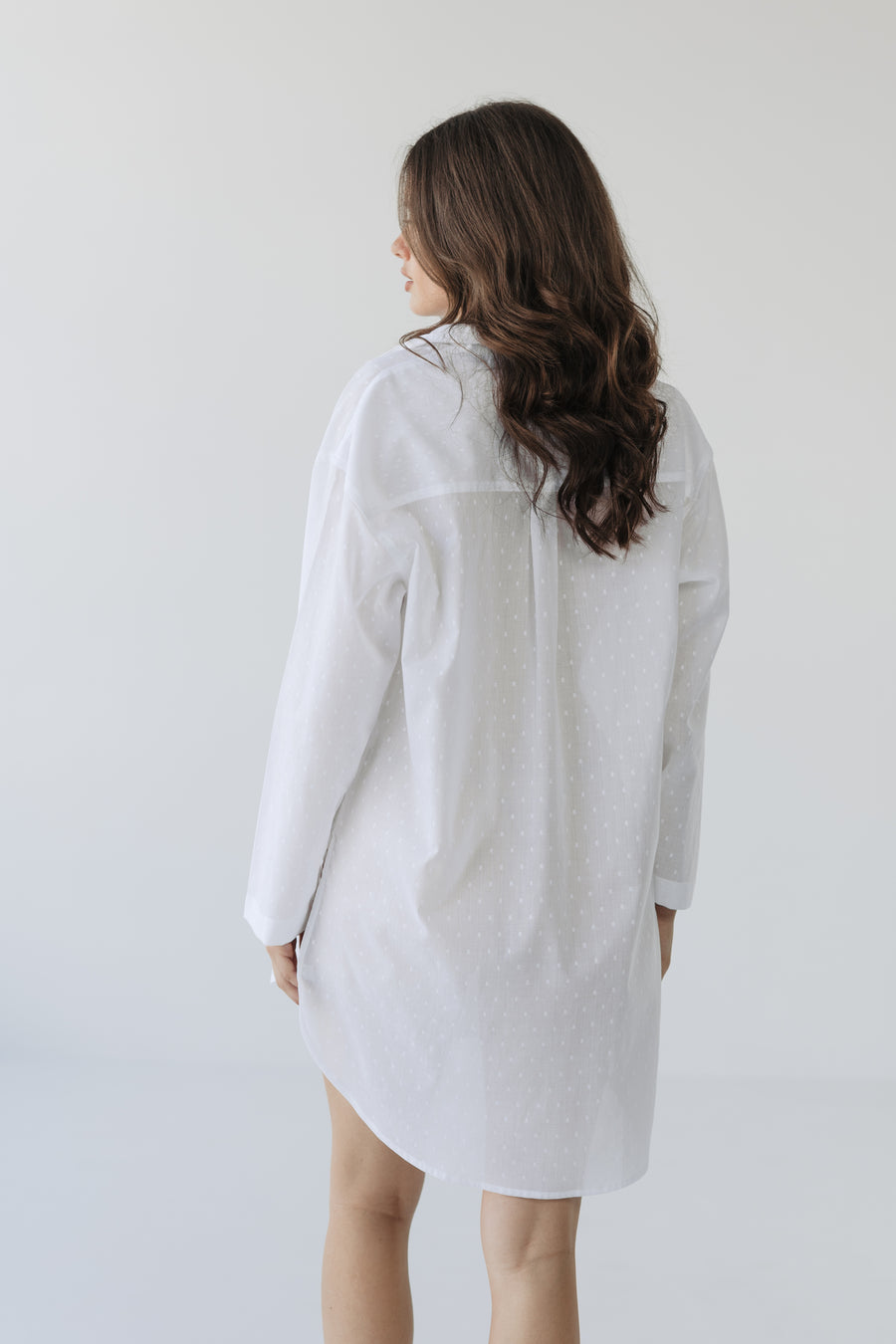 Zaana Shirt Dress in White Swiss Dot