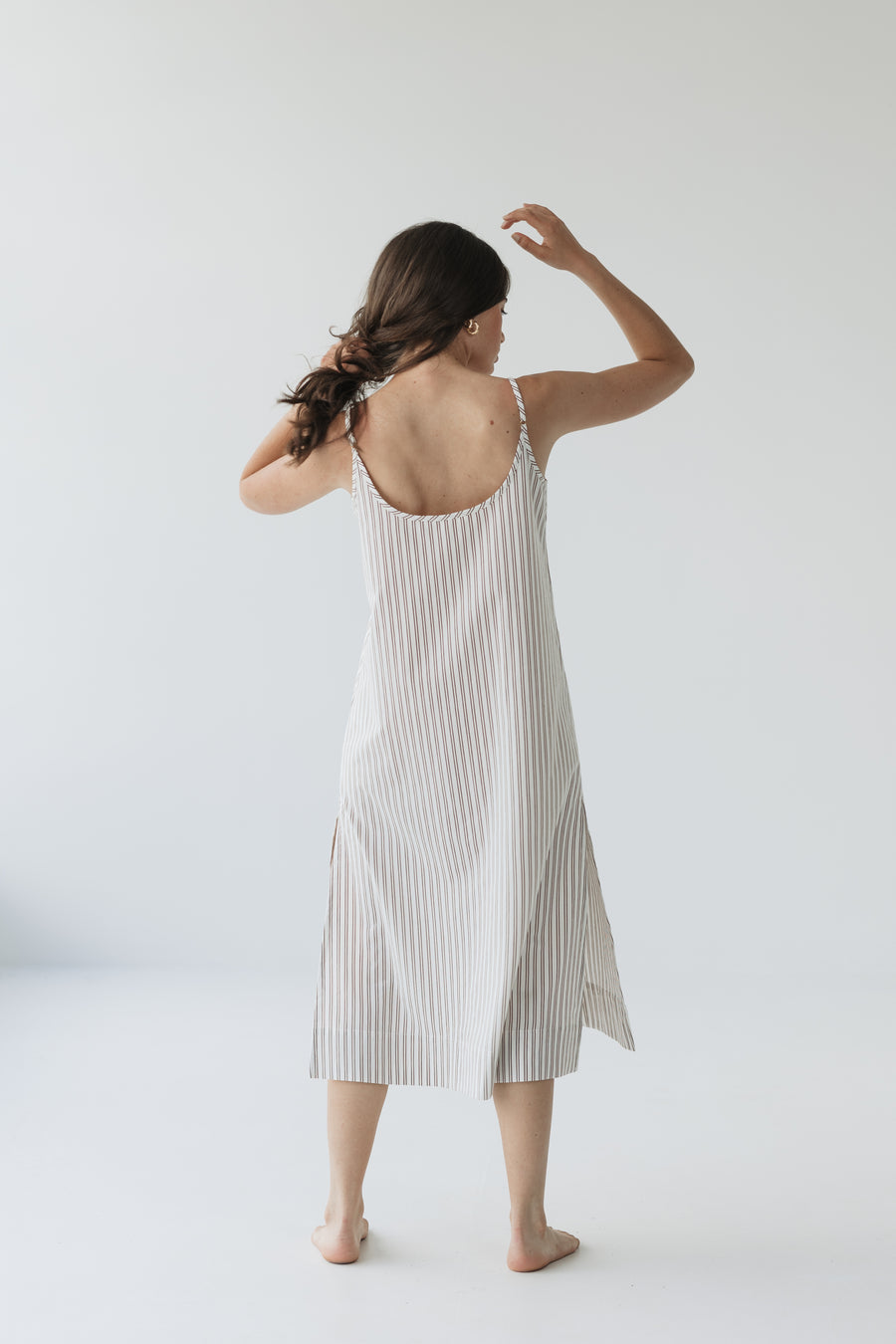 Senna Slip Dress in Cocoa Stripe