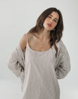 Senna Slip Dress in Cocoa Stripe